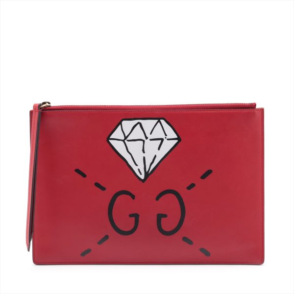 a2951857 0 Gucci Ghost Leather Clutch Bag Red