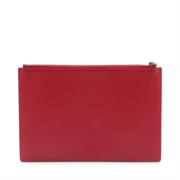 a2951857 1 Gucci Ghost Leather Clutch Bag Red