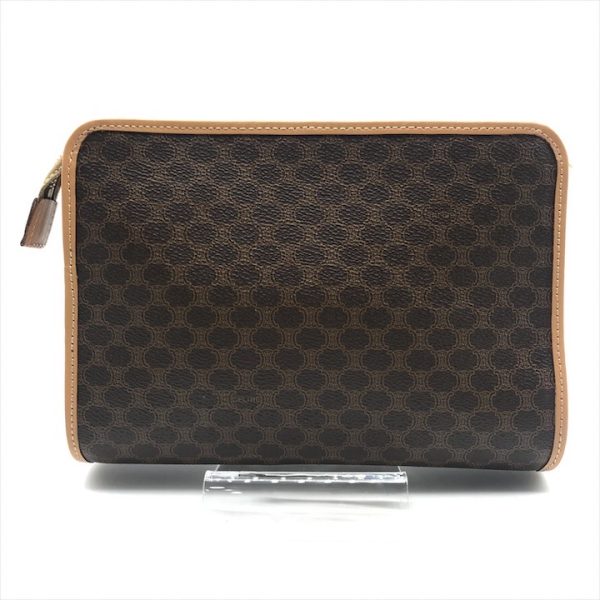 a3458 2 Celine Macadam Triomphe Clutch Bag Brown