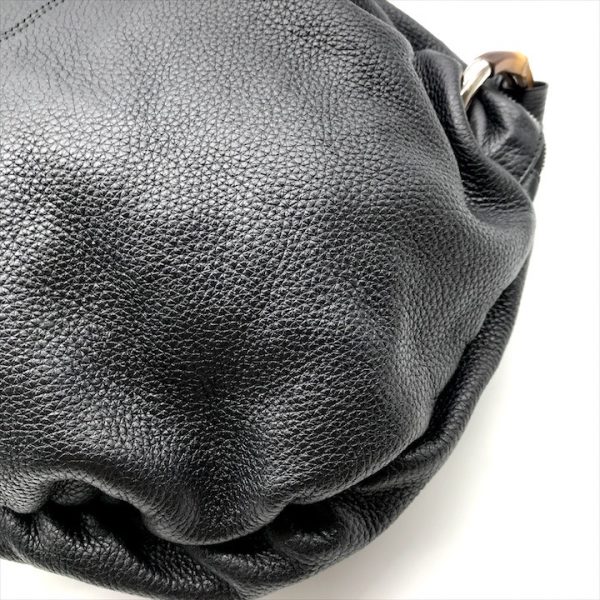 a4219 4 Gucci Bamboo Tassel Hobo Bag Leather Black