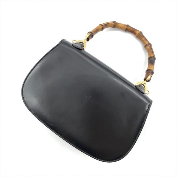 a4299 2 Gucci Bamboo Handbag Leather Black