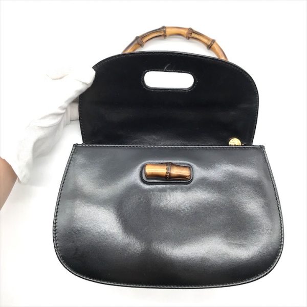 a4299 7 Gucci Bamboo Handbag Leather Black