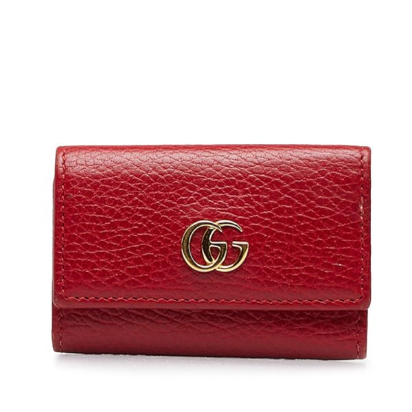 a8lpt4mz1enkiin4 1 Gucci Petit GG Marmont 6 Rows Gold Hardware Key Case Red