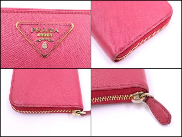 ar0114 2 Prada Saffiano Round Zipper Long Wallet Pink