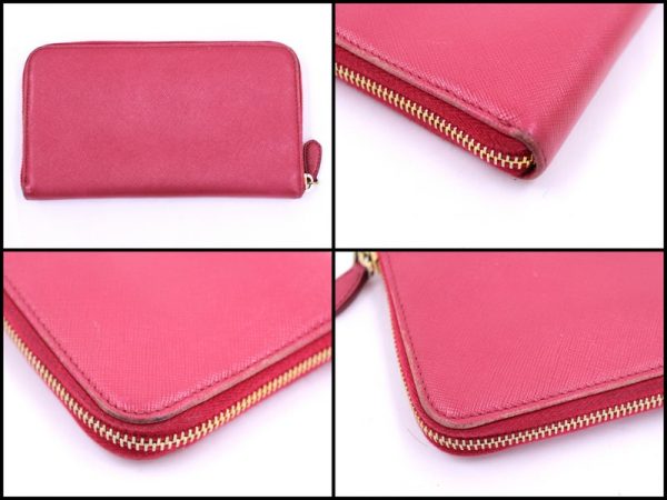 ar0114 3 Prada Saffiano Round Zipper Long Wallet Pink