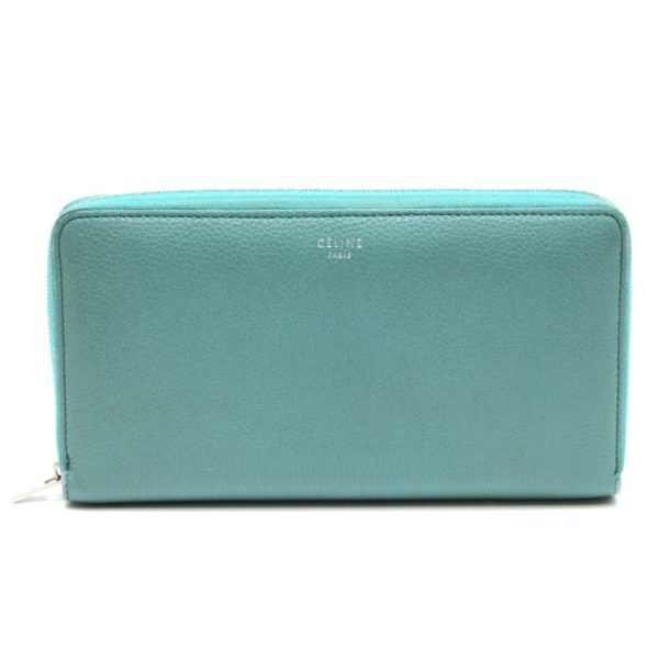 b2211b 1 CELINE Leather Long Wallet Green