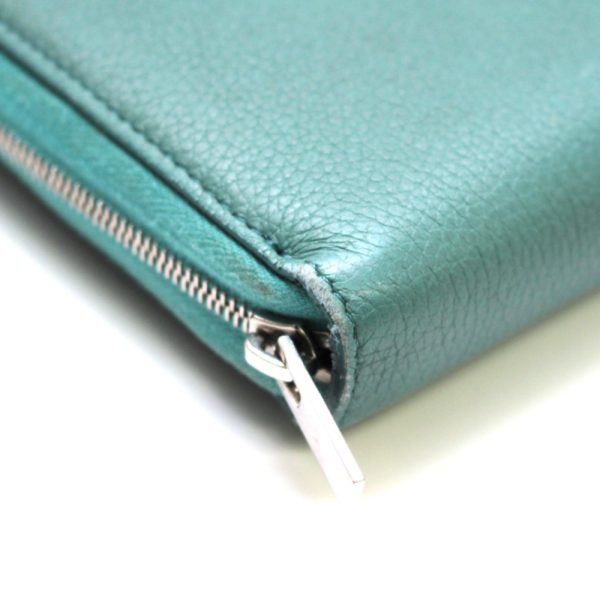 b2211b 4 CELINE Leather Long Wallet Green