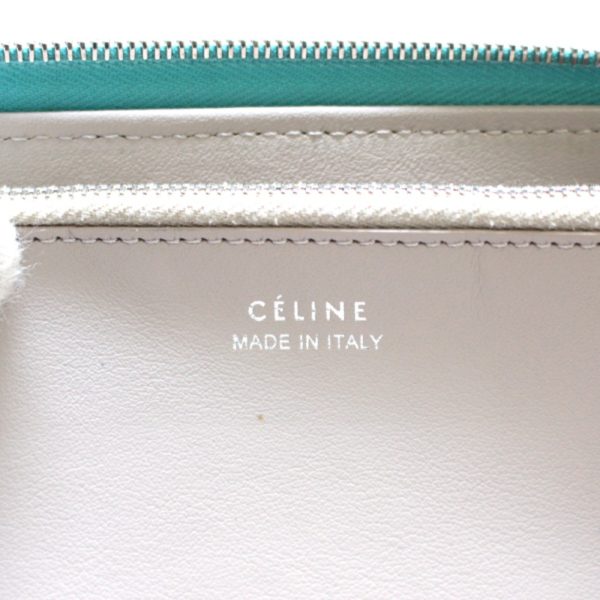 b2211b 9 CELINE Leather Long Wallet Green