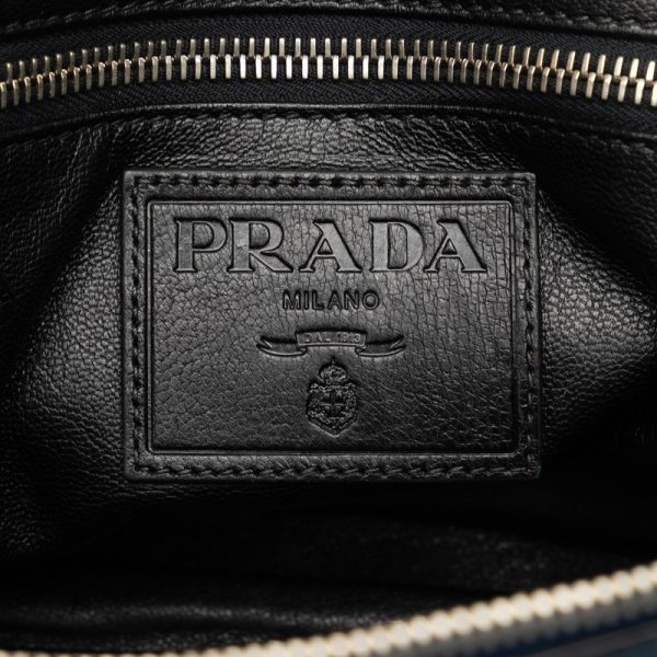 b31ntp15zwxzzlt4 6 Prada Triangle Logo Plate Saffiano Shoulder Bag Navy Blue