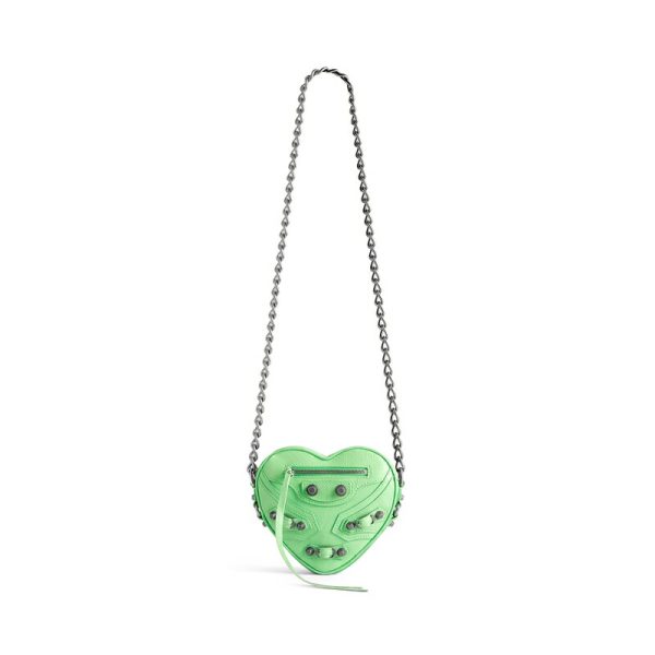 bal 1002 1 Balenciaga Le Cagole Heart Mini Bag Light Green