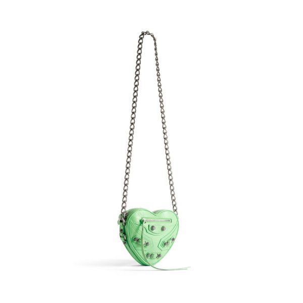 bal 1002 2 Balenciaga Le Cagole Heart Mini Bag Light Green