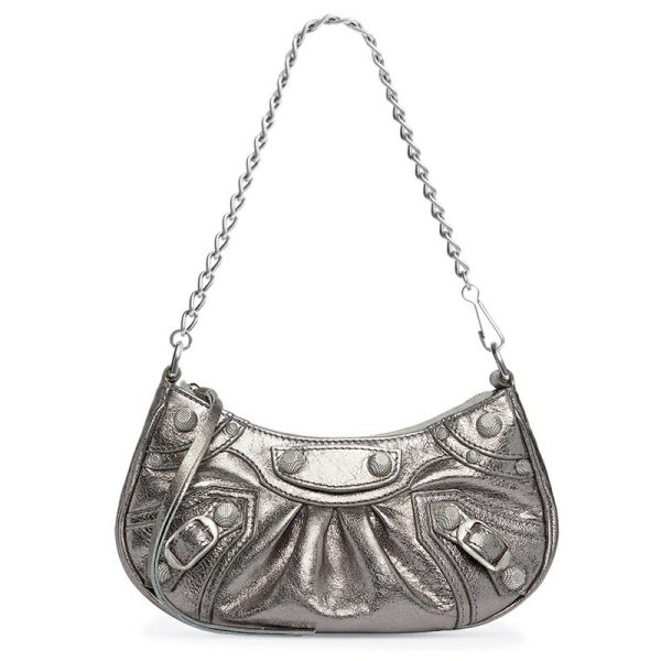 bal 1006 1 Balenciaga Le Cagole Mini Bag Chain Metallic Silver