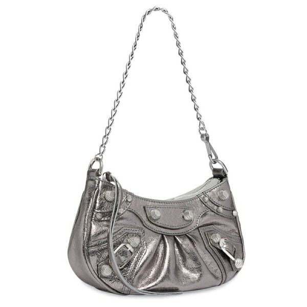 bal 1006 2 Balenciaga Le Cagole Mini Bag Chain Metallic Silver