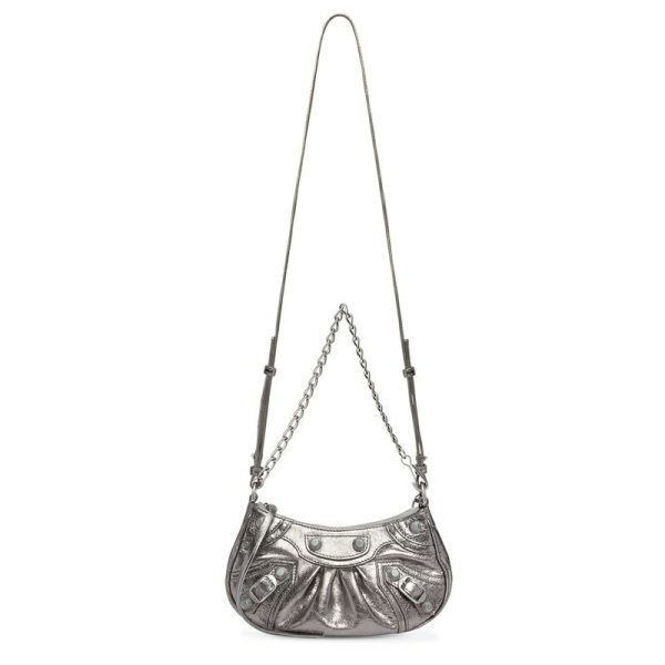 bal 1006 5 Balenciaga Le Cagole Mini Bag Chain Metallic Silver