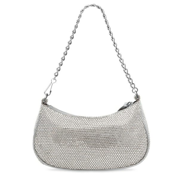 bal 1008 4 Balenciaga Le Cagole Mini Bag Chain Rhinestone Gray Silver