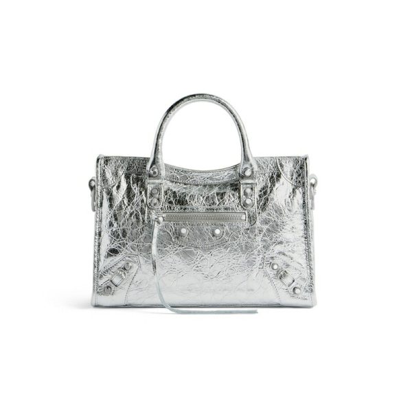 bal 1362 1 Balenciaga Le City Small Bag Metallic Silver