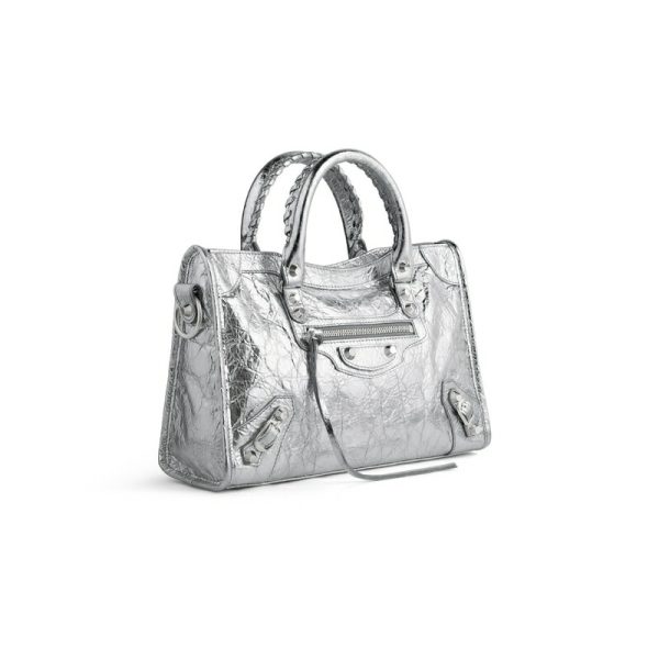 bal 1362 2 Balenciaga Le City Small Bag Metallic Silver