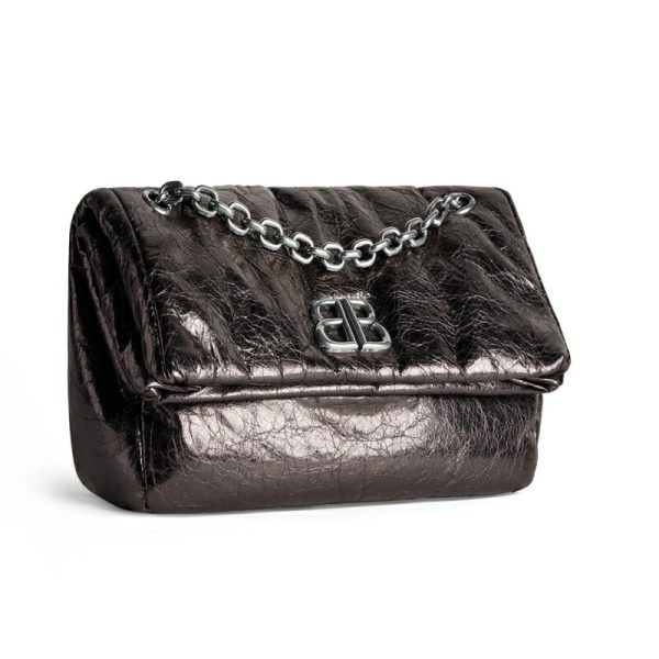 bal 1389 2 Balenciaga Monaco Small Chain Bag Gray Silver