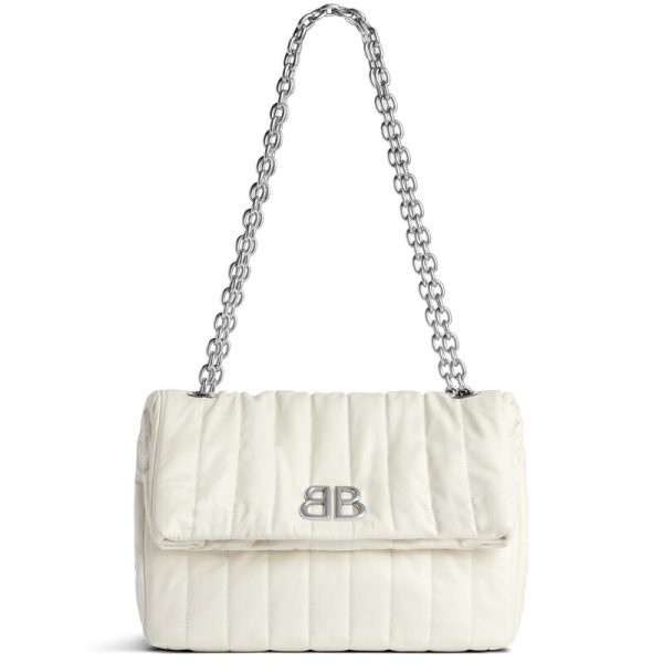 bal 1402 1 Balenciaga Monaco Small Chain Quilted Bag White