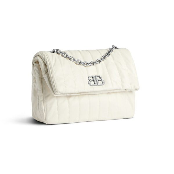 bal 1402 2 Balenciaga Monaco Small Chain Quilted Bag White