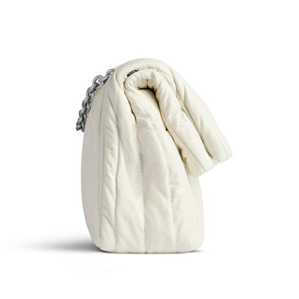 bal 1402 3 Balenciaga Monaco Small Chain Quilted Bag White