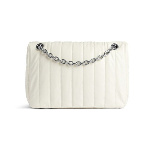 bal 1402 4 Balenciaga Monaco Small Chain Quilted Bag White