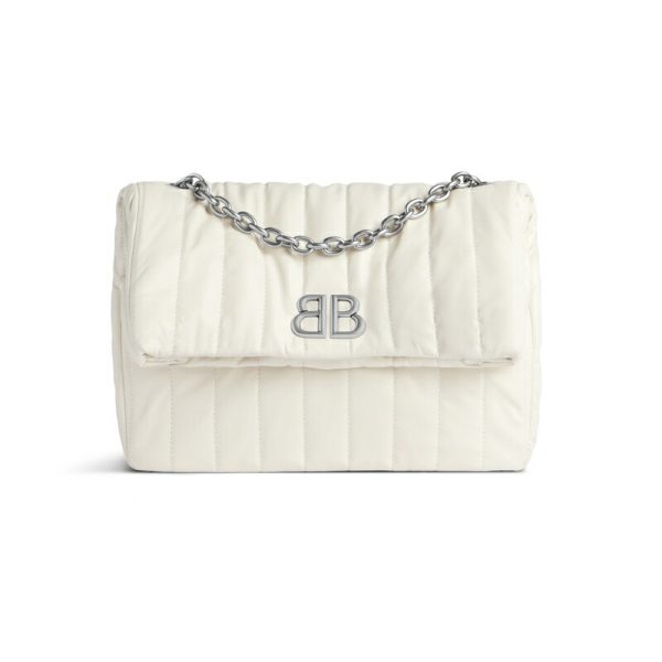 bal 1402 5 Balenciaga Monaco Small Chain Quilted Bag White