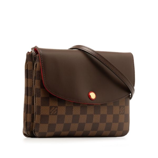 bginj7ne4j51k5y4 2 Louis Vuitton Damier Twice Crossbody Shoulder Bag Brown