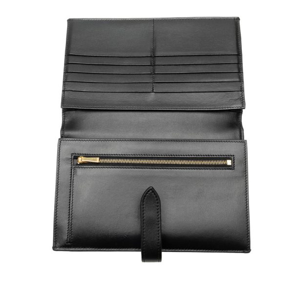 bl9dox5tmnv7qblb 5 Celine Large Strap Wallet Long Wallet Black Leather