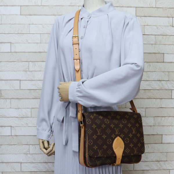 brb00140000000450 2 Louis Vuitton Cartesier Monogram Canvas Shoulder Bag Brown