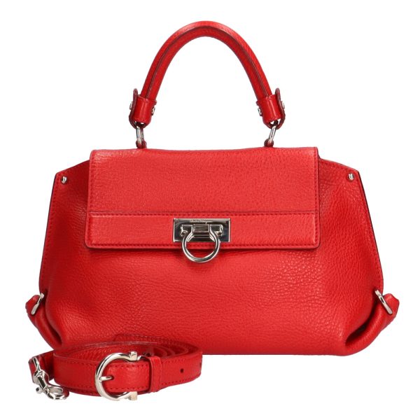 brb01000000000129 1 Salvatore Ferragamo Sofia Gancini Shoulder Bag Leather Red