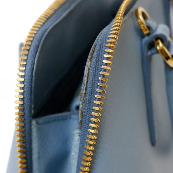 brb01000000001460 12 Prada Saffiano Leather Shoulder Bag Blue