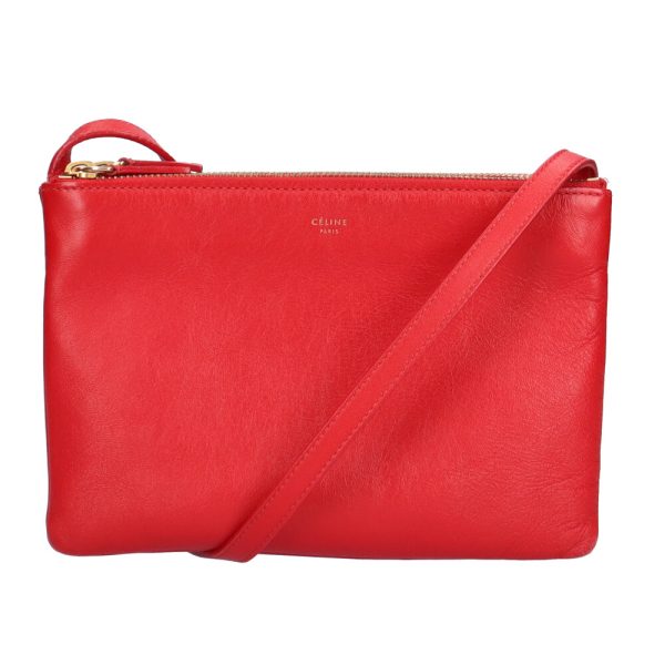 brb01000000002345 1 Celine Trio Small Shoulder Bag Leather Red