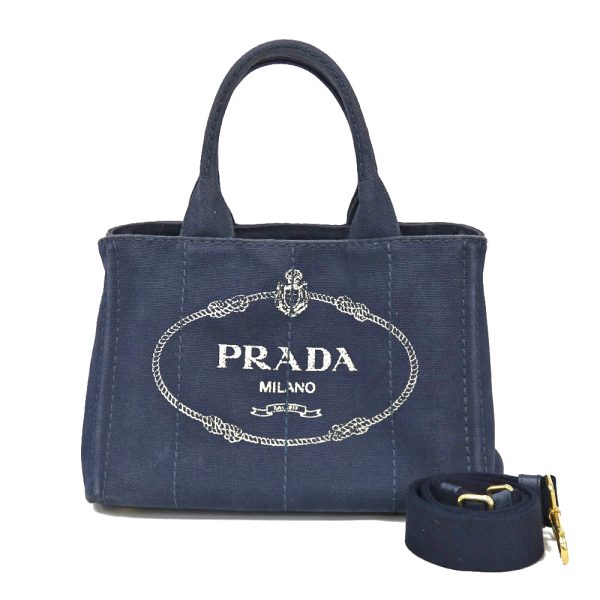 brb01000000002363 1 Prada Canapa Canvas Tote Bag Navy