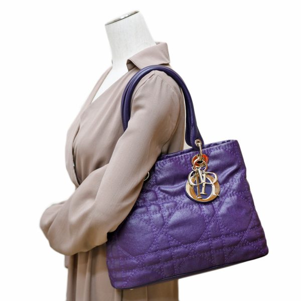 brb01000000002380 2 Christian Dior Cannage Handbag Leather Purple