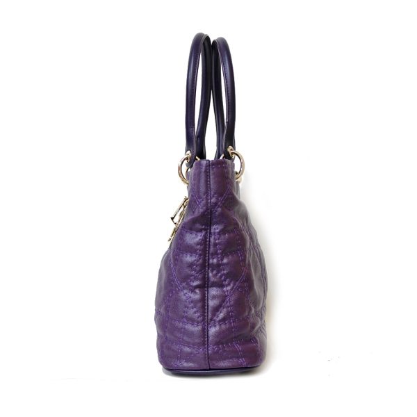 brb01000000002380 4 Christian Dior Cannage Handbag Leather Purple