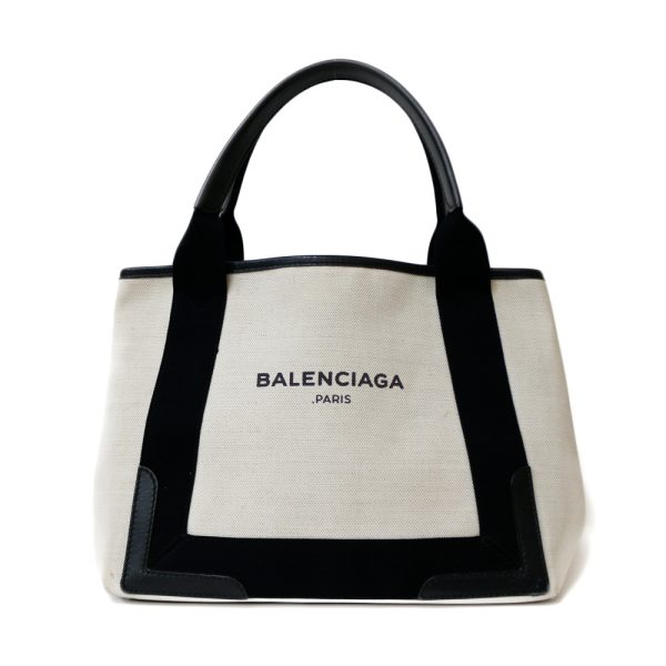 brb01000000002717 1 Balenciaga Navy Hippo Shoulder Bag Canvas Beige