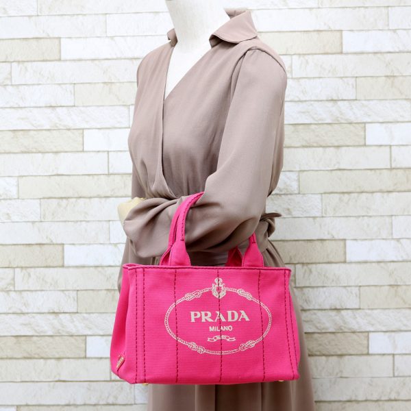 brb01000000003004 2 Prada Canapa Canvas Tote Bag Pink