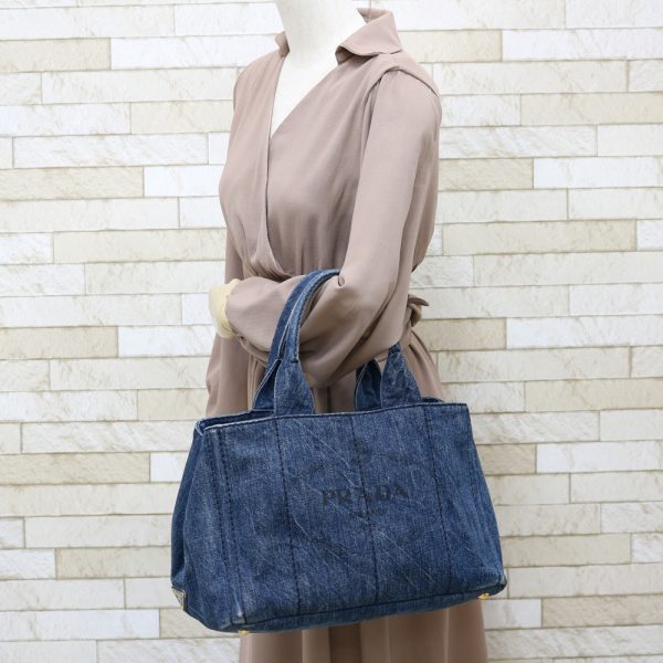 brb01000000003242 2 Prada Canapa Canvas Tote Bag Blue