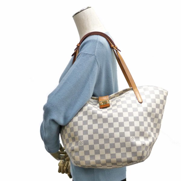 brb01000000003367 2 Louis Vuitton Sarina Damier Azur Canvas Shoulder Bag White