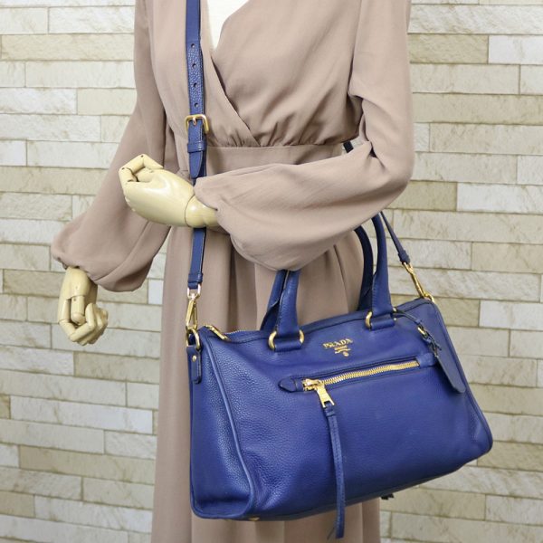 brb01000000003610 2 Prada Leather Handbag Blue