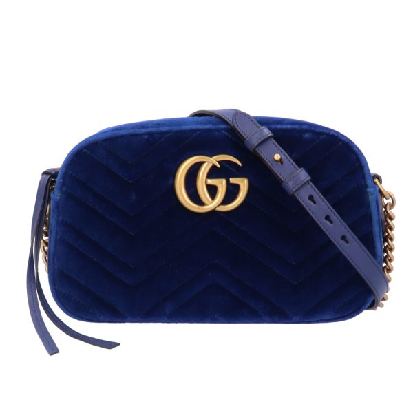 brb01820000000700 1 Gucci Marmont Velor Shoulder Bag Blue