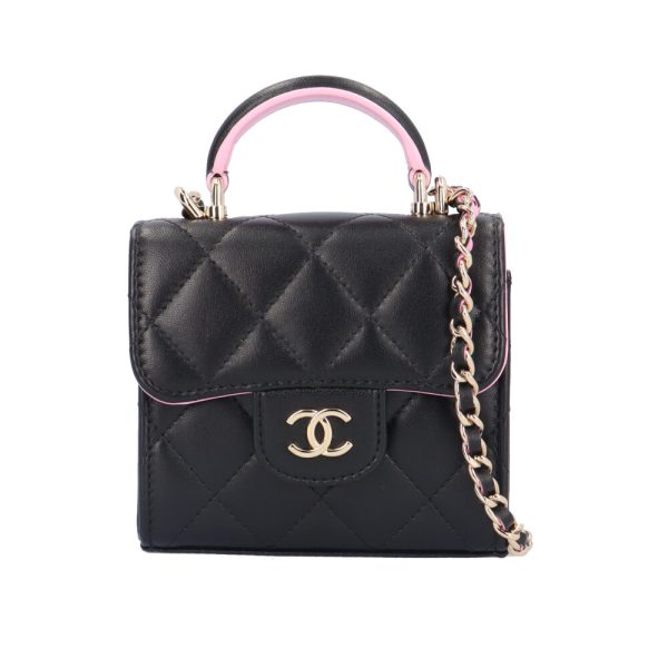 brb01950000003202 1 Chanel Matelasse Coco Mark Lambskin Shoulder Bag Black