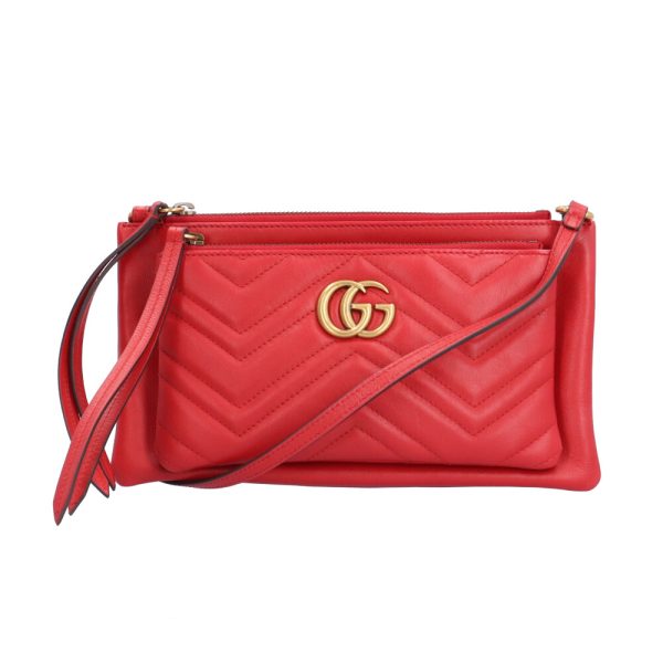 brb02110000000423 1 Gucci GG Marmont Leather Shoulder Bag Red