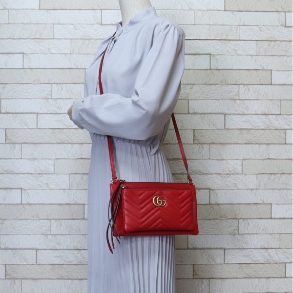 brb02110000000423 2 Gucci GG Marmont Leather Shoulder Bag Red