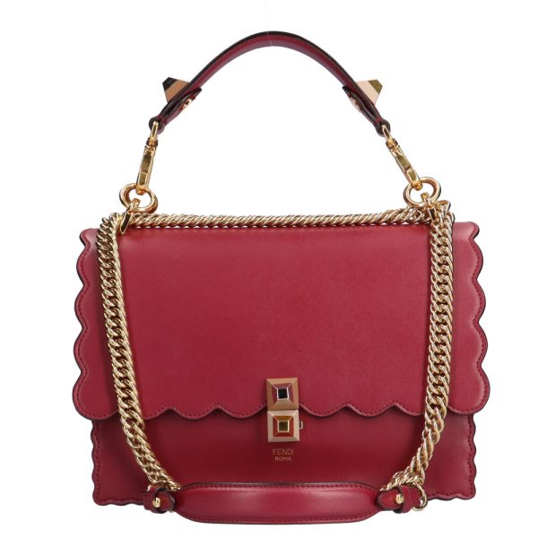 brb02270000000415 1 Fendi Canai Leather Shoulder Bag Red