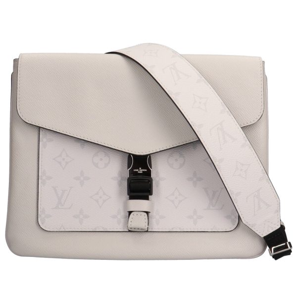 brb02520000002043 1 Louis Vuitton Flap Messenger Taigarama Monogram Canvas Shoulder Bag White