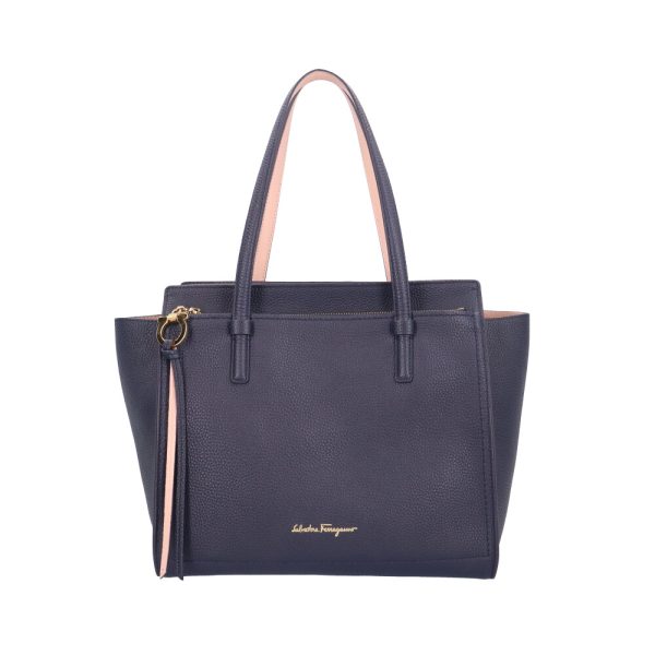 brb02630000004500 1 Salvatore Ferragamo Amy Tote Bag Leather Navy