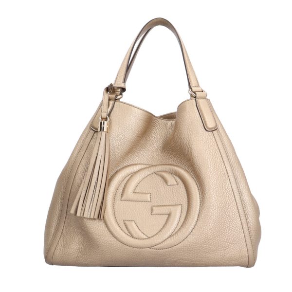 brb02670000009570 1 Gucci Cellarius Interlocking G Soho Tote Bag Gold