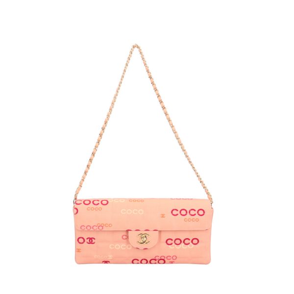 brb02790000004780 1 Chanel Chocolate Bar Canvas Shoulder Bag Pink